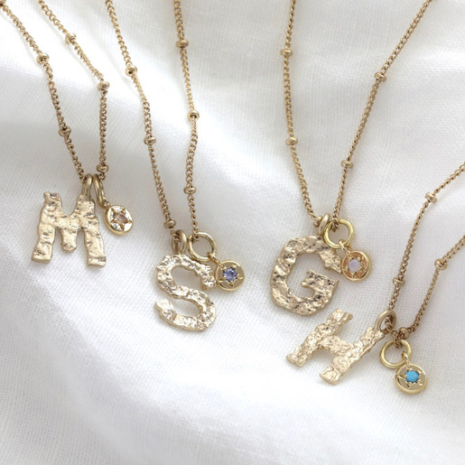 initial birthstone necklace