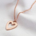 Heart Outline Pendant Necklace in Rose Gold