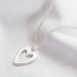 Heart Outline Pendant Necklace in Silver