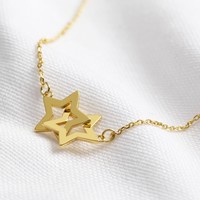 Interlocking Stars Pendant Necklace in Gold