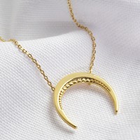 Large Horn Pendant Necklace in Gold