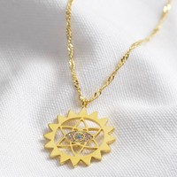 Long Crystal Eye Mandala Pendant Necklace