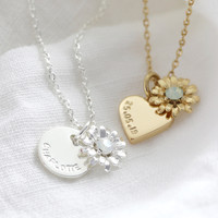Personalised Crystal Daisy Charm Necklace