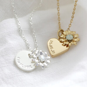 Personalised Crystal Daisy Charm Necklace