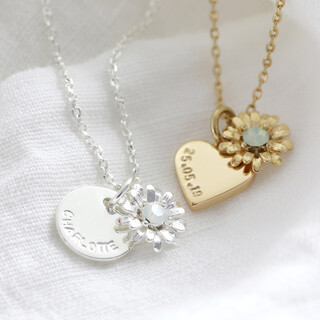 Personalised Crystal Daisy Charm Necklace