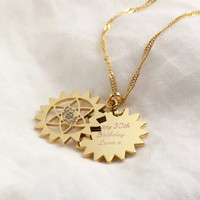 Personalised Double Mandala and Crystal Eye Pendant Necklace