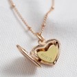Inside of Personalised Engraved Rose Gold Heart Locket Necklace