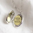 Inside of Personalised Engraved Silver Oval Locket Necklace