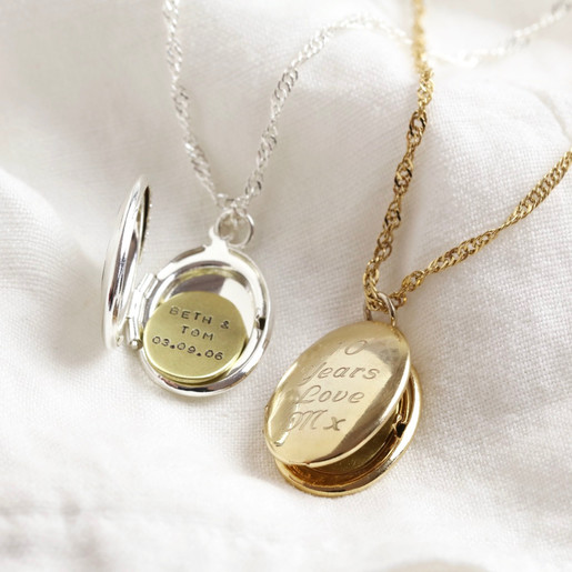 Personalized Gift for Her Engraved 2 Russian Ring Necklace for Valentine's Day