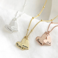 Personalised Falling Heart Charms Necklace