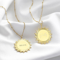 Personalised Gold Sterling Silver Sunbeam Pendant Necklace
