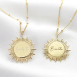 Personalised Gold Sunbeam Pendant Necklace