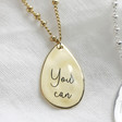 Lisa Angel Gold Personalised Hammered Teardrop Pendant Necklace