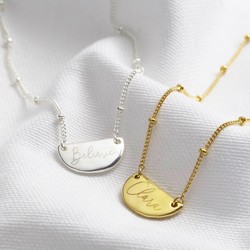 Personalised Hammered Half Moon Necklace