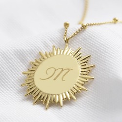 Personalised Initial Gold Sunbeam Pendant Necklace