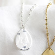 Personalised Initials Hammered Teardrop Pendant Necklace in Silver