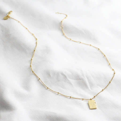 Tiny Hammered Tag Pendant Necklace