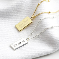 Personalised Tiny Hammered Tag Pendant Necklace