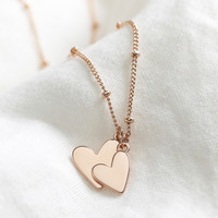 Rose Gold Falling Heart Charms Necklace