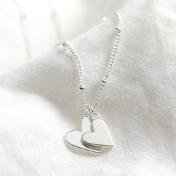 Silver Falling Heart Charms Necklace