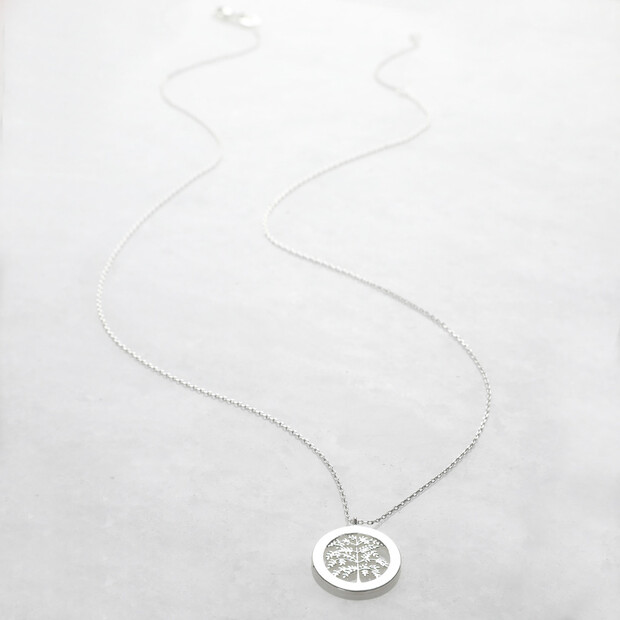 Silver Family Tree Disc Necklace | Jewellery | Lisa Angel