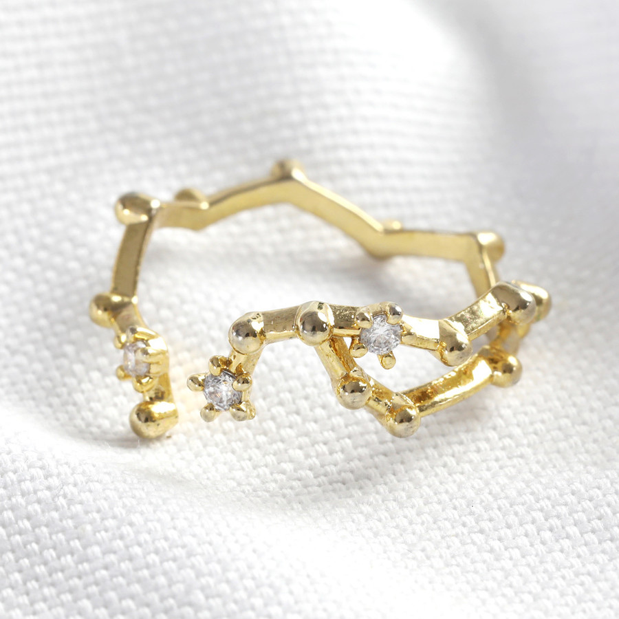 CELESTIAL GOLD CHAIN Multiple Ring Set Adjustable Gold Star -  Norway