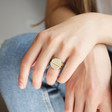 Lisa Angel Three Part Signet Ring in Gold on Model