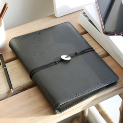 Personalised Washer Black Vegan Leather Refillable Notebook