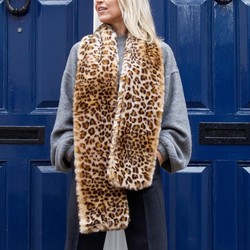 Long Faux Fur Leopard Print Stole