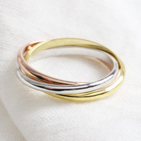 Mixed Metal Sterling Silver Russian Ring