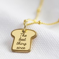 Gold Sterling Silver Bread Charm Necklace