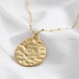 Lisa Angel Ladies' Personalised Gold Sterling Silver Hammered Organic Shape Pendant Necklace
