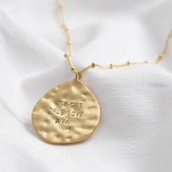 Personalised Gold Sterling Silver Hammered Organic Shape Pendant Necklace