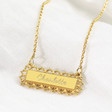 Personalised Engraved Gold Sterling Silver Horizontal Filigree Bar Necklace