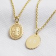 Lisa Angel Personalised Initials Gold Plated Sterling Silver Virgin Mary Pendant Necklace