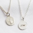 Lisa Angel Personalised Initials Sterling Silver Virgin Mary Pendant Necklace