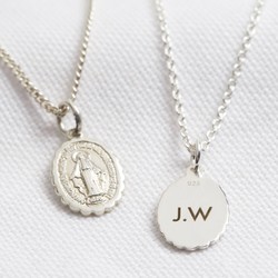 Personalised Initials Sterling Silver Miraculous Medal Pendant Necklace