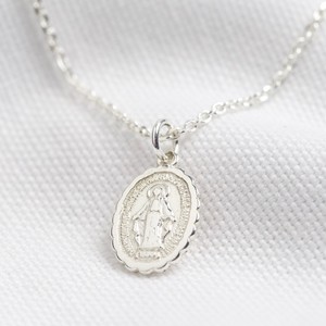 Sterling Silver Miraculous Medal Pendant Necklace