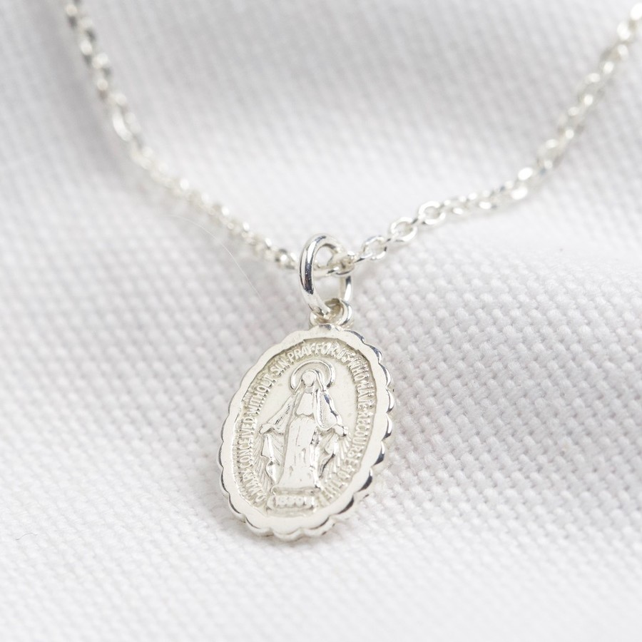 religious ICON pendant OVAL necklace GLASS  charms 16"18" silver plated chain