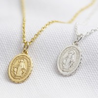 Personalised Sterling Silver Miraculous Medal Pendant Necklace