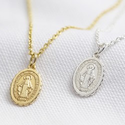 Personalised Sterling Silver Miraculous Medal Pendant Necklace