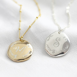 Personalised Initial Sterling Silver Molten Disc Necklace
