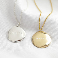 Personalised Sterling Silver Molten Disc Necklace