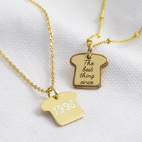 Personalised Gold Sterling Silver Bread Charm Necklace