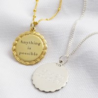 Personalised Sterling Silver Laurel Leaf Disc Necklace