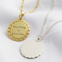 Personalised Sterling Silver Laurel Leaf Disc Necklace