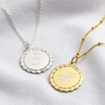 Personalised Initial Sterling Silver Laurel Leaf Disc Necklace