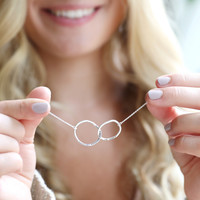 Personalised Sterling Silver Organic Shape Interlocking Hoop Necklace