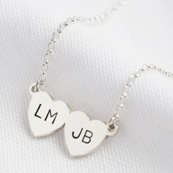 Personalised Sterling Silver Joint Heart Pendant Necklace