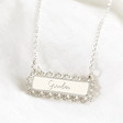 Personalised Engraved Sterling Silver Horizontal Filigree Bar Necklace